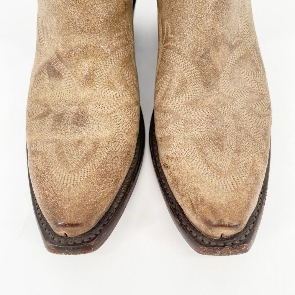 Lucchese Women’s 6 Tan Neutral Roughout Suede Snip Toe Cowgirl Western Boots - Picture 6 of 11